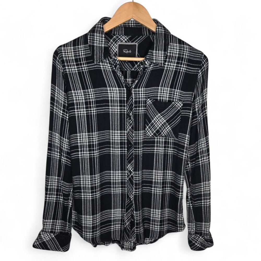 Rails‎ Hunter Plaid Button Up Shirt Women's Super Soft Black and White Flowy XS